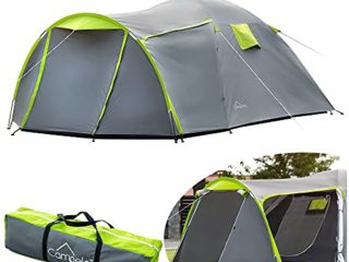 Campela Tienda de Campaña, Tienda campaña Familiar, Modelo Tropical-4", Impermeable 3000m, Costuras Selladas, Tienda de campaña 4 Personas, CA0013GRN