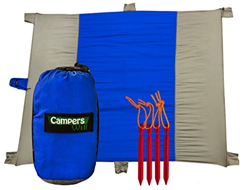 Campers Will Manta compacta para Camping y pícnic de Playa, tamaño Grande de 7 x 9 pies, de Secado rápido y Plegable, Ideal para Viajes, campamentos, Senderismo, Hecha de Nailon