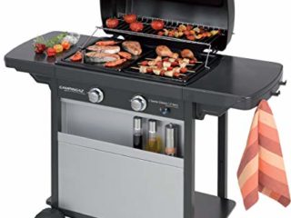 Campingaz 2 Series Classic LX Vario Barbacoa a Gas, BBQ con 2 Quemadores, 7.5 KW, Plancha y Parrilla de Acero Estampado, 2 Mesas Laterales