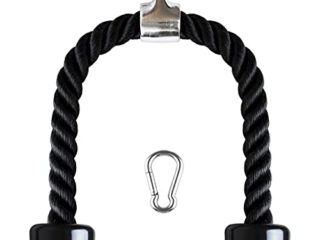CampTeck U6935 - Nylon Triceps Cuerda Triceps Polea Desplegable Manijas Antideslizantes - Dorsal, Biceps, Triceps, Gimnasio o Hogar - Negro