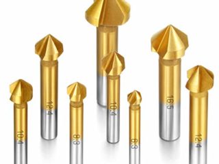 Camtek 8 piezas Avellanador 90°HSS Juego de Brocas Avellanadoras para Metal Madera Aluminio, Cubiertas de Titanio 6.3mm ~ 20.5mm