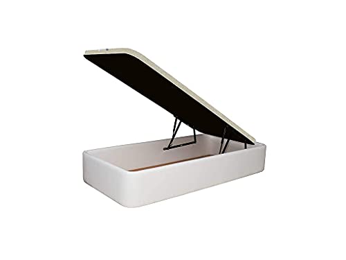 Canapé Tapizado en Polipiel, Acabado de Esquinas Redondas - Cabeceroscamas.com (Blanco, 90x190)