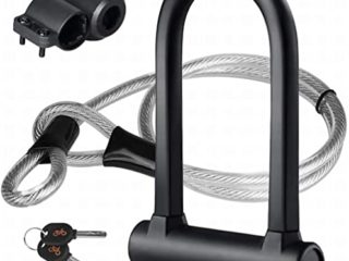 Candado en U, U Lock DINOKA Candado Bicicleta Alta Seguridad de 16mm con Abrazadera de Soporte + 1200mm de Cable de Acero trenzado flexible.