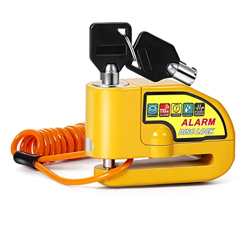 Candado Moto, Alarma Antirrobo 110dB,Cerradura con Alarm，Candado de Disco de Moto con 1.5M Cable,Alarm Lock para Motos Motocicletas Bicicletas