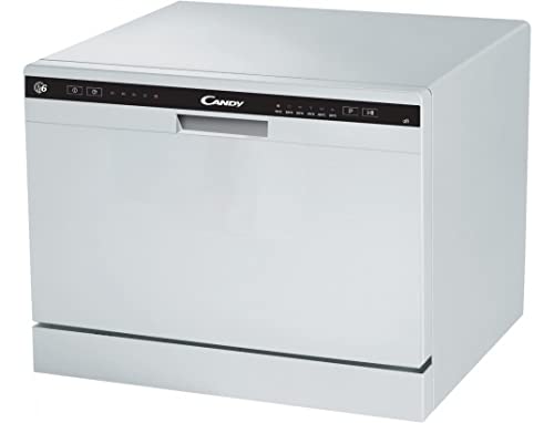 Candy CDCP 6, Lavavajillas Pequeño, 6 Servicios, Digital, 51DBA, 6 Ciclos, Sistema Antidesbordamiento, Indicador Sal y Abrillantador, Tope en Cesto Inferior, Rejillas Abatibles, Clase F, Blanco