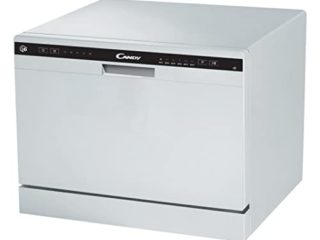 Candy CDCP 6, Lavavajillas Pequeño, 6 Servicios, Digital, 51DBA, 6 Ciclos, Sistema Antidesbordamiento, Indicador Sal y Abrillantador, Tope en Cesto Inferior, Rejillas Abatibles, Clase F, Blanco