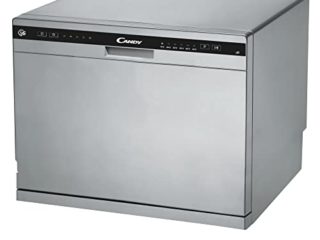 Candy CDCP 6S, Lavavajillas Pequeño, 6 Servicios, Digital, 51DBA, 6 Ciclos, Sistema Antidesbordamiento, Indicador Sal y Abrillantador, Tope en Cesto Inferior, Rejillas Abatibles, Clase F, Inox