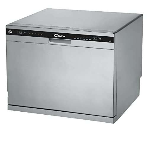 Candy CDCP 6S, Lavavajillas Pequeño, 6 Servicios, Digital, 51DBA, 6 Ciclos, Sistema Antidesbordamiento, Indicador Sal y Abrillantador, Tope en Cesto Inferior, Rejillas Abatibles, Clase F, Inox