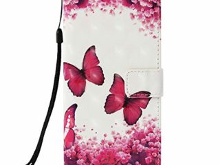 Candy House Xiaomi Mi Max 3 Funda Premium 3D Cartera Teléfono Funda Case Diseño Rosa Mariposa PU Cuero con Titular de la Tarjeta [Correa de Mano] Soporte Magnético Flip Cover Fit para Xiaomi Mi Max 3