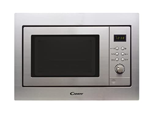 Candy MIC201EX, Microondas Integrable con Grill, 20L, 1250W, 8 Funciones, Digital, 8 Programas, Plato 24,5CM, Grill Rack, Descongelación Automática, Apertura Izquierda, Acero Inoxidable Antihuellas