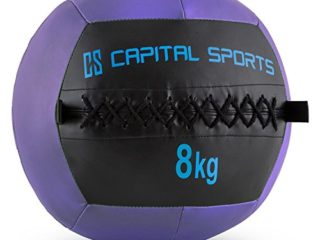 CAPITAL SPORTS Epitomer Wall Bal - Balon Ejercicio, Fitness Ball con Costuras Resistentes, Balones medicinales de Cuero sintético, Forro Exterior, Superficie manejable, Peso 8 kg, Púrpura
