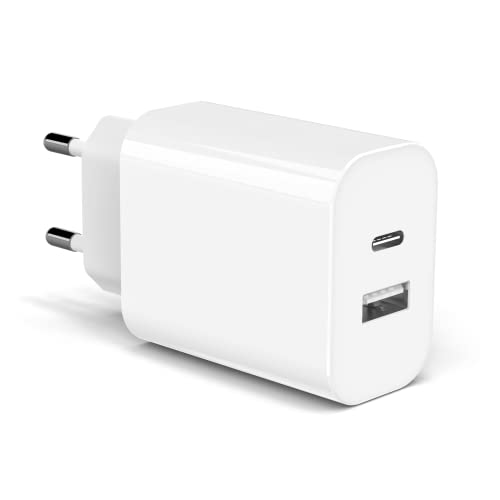 Cargador Carga Rápida para iPhone Apple 13 Pro Max/13 Pro/13 Mini/13, 12 Pro Max/12 Pro/12 Mini/12, 11 Pro Max/11 Pro/11, 20W USB Tipo C Enchufe Adaptador Corriente Cabeza PD 3.0 Móvil con 2 Puertos