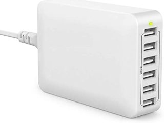 Cargador de Escritorio con 6 Puertos USB de 60W / 12A de 6-Port USB con tecnología iSmart 2.0 (Indicador LED Incorporado - sobrecalentamiento, sobrecarga y Cortocircuito).
