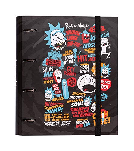 Carpeta 4 anillas troquelada Rick&Morty - Archivador A4 - Carpeta anillas tapa dura / Carpeta Rick y Morty - Archivador 4 anillas Rick y Morty - Carpeta anillas A4 - Vuelta al cole material escolar