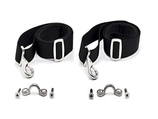 Carvid Marine Correas Ajustables con Hebillas y mosquetones en Acero Inoxidable para toldo Bimini.Incluye Puentes de Acero y Tornillos.