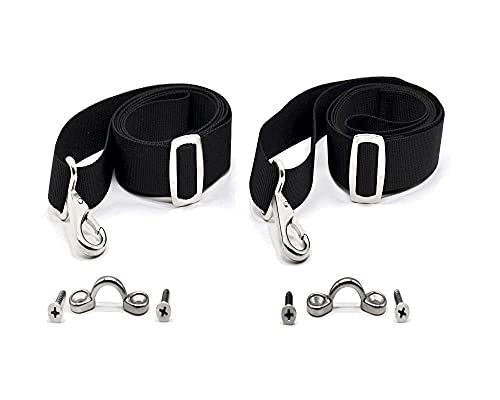 Carvid Marine Correas Ajustables con Hebillas y mosquetones en Acero Inoxidable para toldo Bimini.Incluye Puentes de Acero y Tornillos.