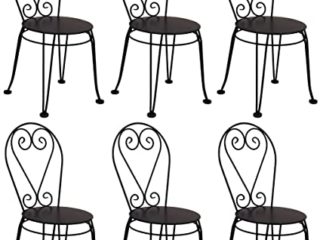 Casa Padrino Conjunto de 6 sillas de jardín Art Nouveau Negro 40 x 40 x A. 92 cm - Elegantes sillas de Hierro Forjado - Muebles de Jardín y Catering