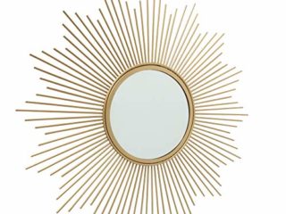 CasaJame Espejo solar redondo dorado con marco de metal, espejo de pared de sol, mediterráneo, objeto de pared vintage, antiguo, 50 cm