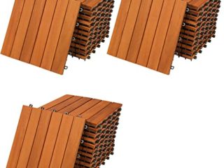 Casaria 33x Baldosas Clásicas Madera Acacia 30x30cm 3m² Losetas de Terraza Jardín Balcón Azulejos Losas