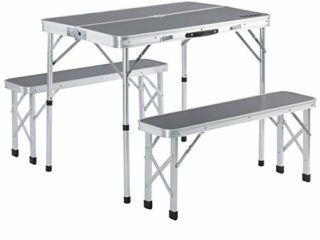 Casaria Mesa Bancos Plegables Camping Picnic para 4 Personas Set Portátil Jardín Aluminio Multifuncional