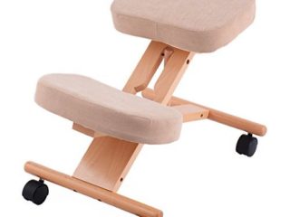 CASART Silla ergonómica para rodillas con marco de madera ajustable, silla ortopédica de postura en casa (beige)