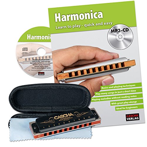 Cascha HH 1610 EN - Set armónica de blues profesional con manual en inglés