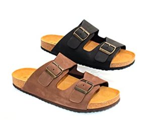 Casual Sandalias de piel nobuk para hombre, zapatillas de estar por casa con suela de corcho, fabricadas en España, marrón, 42 EU