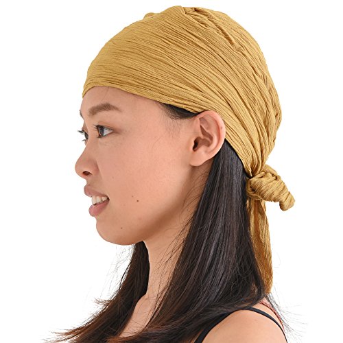 Casualbox | Fruncido Turbante Bandana Gorra Cabeza Bufanda Toda La Temporada Bohemio Elegancia Pirata Amarillo Mostaza