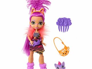 Cave Club Muñeca Roaralai, muñeca prehistórica con Mascota y Accesorios (Mattel GNL84)