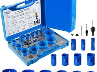 CCLIFE 18 piezas Juego Coronas Metal Bi-Metal Coronas Perforadoras Sierras Perforadoras Broca Corona para Madera Ø 22-64 mm Profundidad Corte de 38 mm, para Taladrar Metal, Madera, Acero Inoxidable