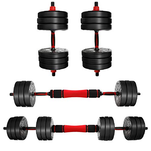 CCLIFE Mancuernas Ajustables Pesas y Mancuernas con Pesas Barra y Discos 20/30/40KG Juego Pesas 2en1, Barra Conexion para Mancuernas Ajustable
