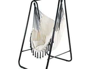 CCLIFE Silla Colgante con Soporte Columpio Interior Silla Hamaca Colgante con Conjines, Carga Máxima 100 kg, para Interior y Exterior