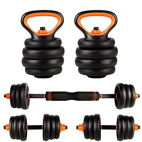 CCLIFE ZERRO Pesas y Mancuernas, Pesa Rusa Mancuernas Ajustables con Pesa Barra 2x10KG,2x12,5KG,2x20KG,Barra Conexion para Mancuernas Ajustable, Negro:2x10 KG,con Barra Mid