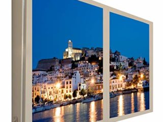 CCRETROILUMINADOS Ibiza Ventanas Falsas, Madera, Blanco, 100 x 80 x 6.5 cm