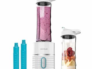 Cecotec Batidora Smoothies de Vaso Individual Power Titanium 500 Fresh&Go .Potencia 500 W, Cuchillas con Recubrimiento de Titanio Negro, 2 Tubos refrigeradores,2 Vasos portátiles de 600 ml