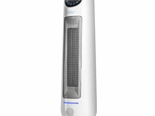 Cecotec Calefactor Baño Cerámico Ready Warm 10100 Smart Ceramic. Vertical, 2000 W, Termostato Regulable, Oscilación, Pantalla LED, Protección sobrecalentamiento y antivuelco, Mando