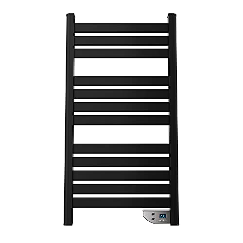 Cecotec Radiador Toallero Eléctrico ReadyWarm 9000 Twin Towel Black. Calienta Toallas 500W, Pantalla LED, Temporizador 2 h, IP24, Negro, Incluye Kit de Instalación