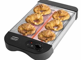 Cecotec Tostador Plano Turbo EasyToast Basic. 900 W, 3 Resistencias Halógenas, 6 Niveles, Bandeja Recogemigas y Hueco Recogecables, Negro