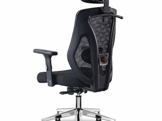 Cedric Silla de Oficina ergonómica con Soporte Lumbar,Cojines de Asiento Blandos Silla de Escritorio de Malla con reposacabezas Ajustable,Reposabrazos 3D,Función de inclinación-Certificación EN1335