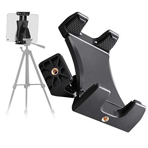 Cenawin Universal Tablet Trípode Adaptador Montaje Clip Compatible con Selfie Stick Pole Camera Trípode Monopie Soporte de Escritorio para iPad Pro iPad Mini iPad Air 4.7" - 12.9" Tablets Smartphones