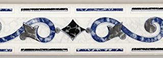 Cenefa de cerámica (25 unidades, 5 x 20 cm, 0,5 cm de grosor), color azul y gris
