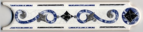 Cenefa de cerámica (25 unidades, 5 x 20 cm, 0,5 cm de grosor), color azul y gris