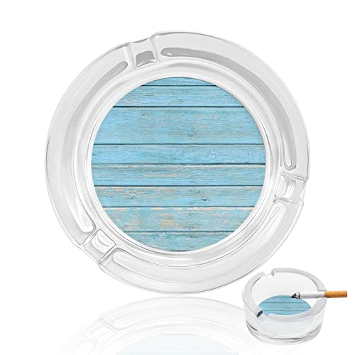 Cenicero de madera azul antiguo cenicero de cristal grande para cigarrillos de cigarros de cristal transparente ceniceros redondos de vidrio al aire libre