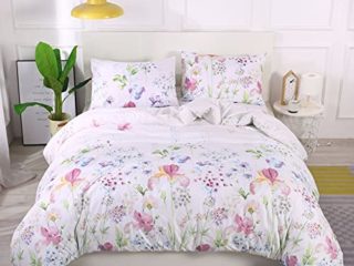 Cenlan Hills Funda Nordica Cama 135/150 Flores Acuarela Motivo, Funda Edredon 220x240 cm con 2 x Fundas Almohada de 50x75 cm, Microfibra Juego de Cama de Fundas Nórdicas