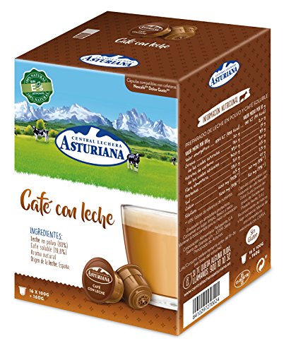 Central Lechera Asturiana Cápsulas de Café con Leche, 4 x 16 cápsulas