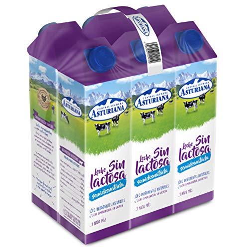 Central Lechera Asturiana Leche sin Lactosa Semidesnatada, 6 x 1L