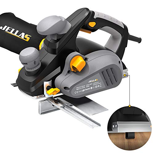 Cepilladora Eléctrico de JELLAS, 850W Cepilladora 82mm de ancho y 3mm de profundidad, 16500 RPM Guía Paralela, Sistema de Conversión de Salida de Polvo, Herramienta Para Trabajar la Madera, EP850-SD