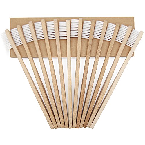 Cepillo de Dientes de Bambú Cepillo de Dientes De Madera de Bambú con Cerdas Suaves,100% Natural, Ecológico, Vegano, Biodegradable, Reciclable y Sin Plástico Set de 12