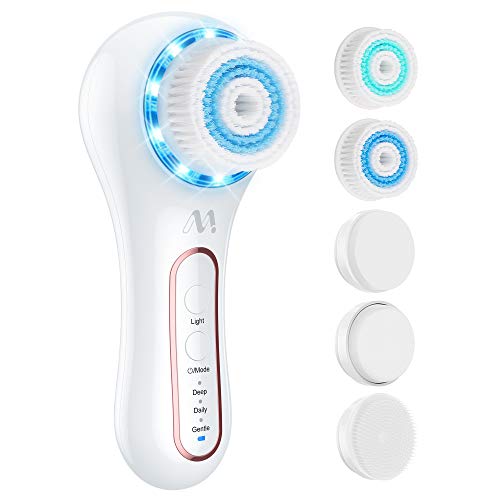 Cepillo de Limpieza Facial 5 en 1 Masajeador Facial Eléctrico Limpiador de Poros Faciales con 5 Cabezas de Cepillo Para el Acné, Puntos Negros, Piel Muerta y Maquillaje