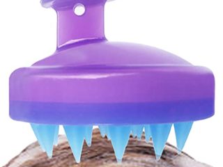 Cepillo de Masaje Para Cuero Cabelludo，Cepillo de Champú，Masajeador Manual Para Cuero Cabelludo Seco y Húmedo，Limpieza Profunda y Exfoliación Suave Para Estimular el Crecimiento del Cabello (Púrpura)